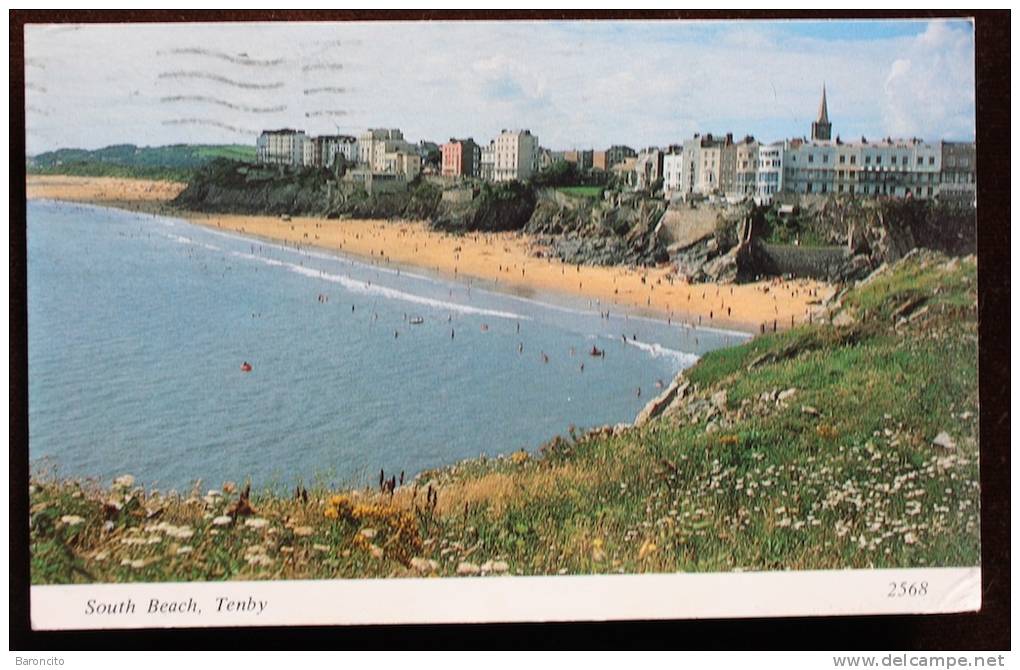 GALLES WALES - TENBY Cartolina Viaggiata Raffigurante La Spiaggia Sud South Beach. - Pembrokeshire