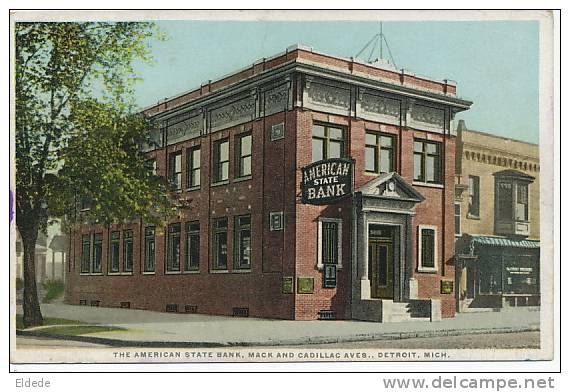 Detroit The American State Bank, Mack And Cadillac Ave. Banque  P. Used 1924 To France - Detroit