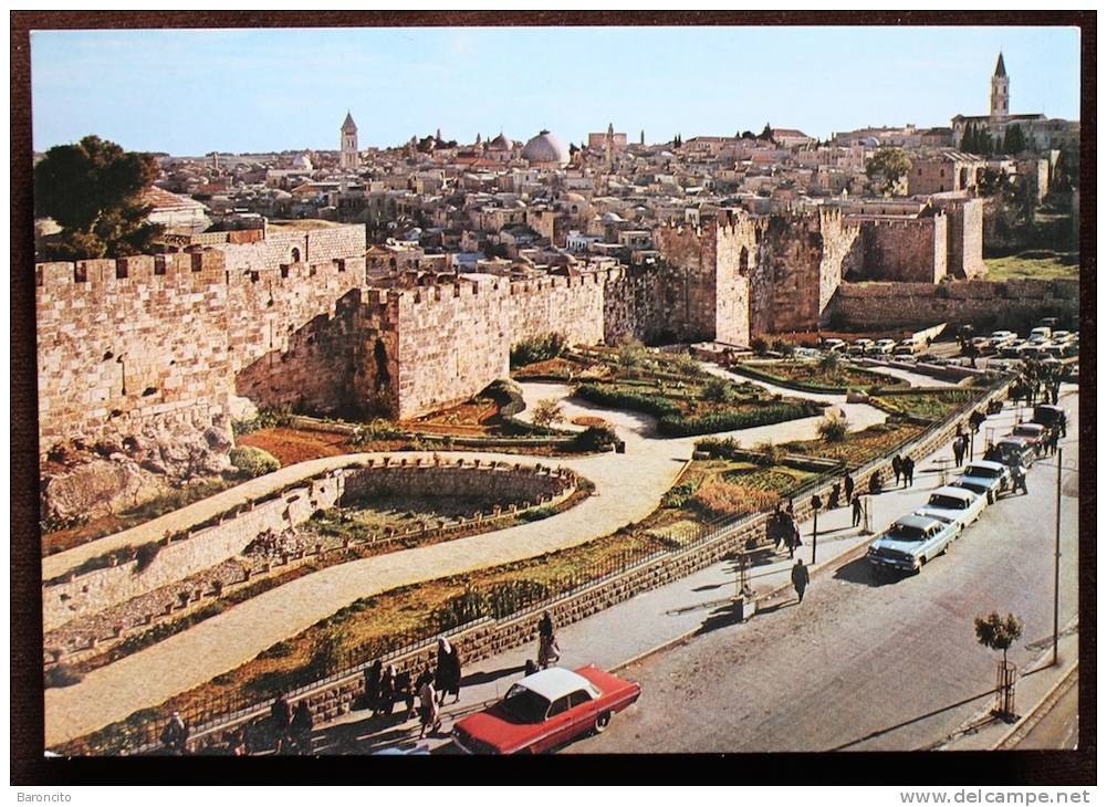 PALESTINA - GERUSALEMME. Cartolina Nuova Raffigurante La Città Santa. Mura, Porta Di Damasco, Giardini - Palästina