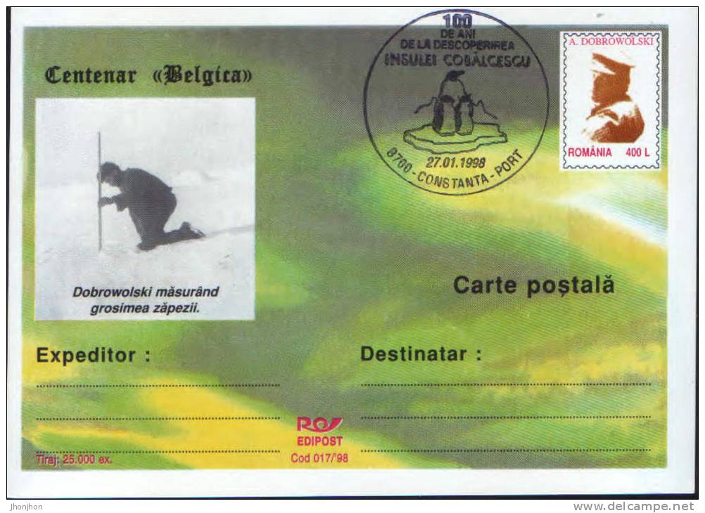 Romania-Antarctica,Belgica Expedition Centennial,explorer A.Dobrowolski P.card-with A Special Cancellation - Antarctic Expeditions