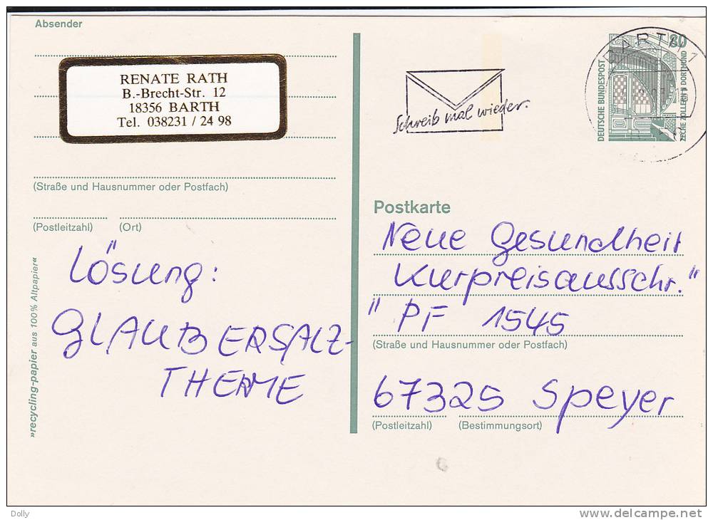LETTRE ALLEMANDE DEUTSCHLAND  POSTKARTE - Postkaarten - Gebruikt