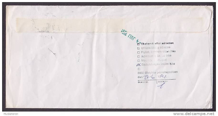 Denmark FREDERIKSSUND 1991 Cover Brief To SLANGERUP Readressed TIL RETURPOSTKONTORET Label Train Locomotive (2 Scans) - Covers & Documents