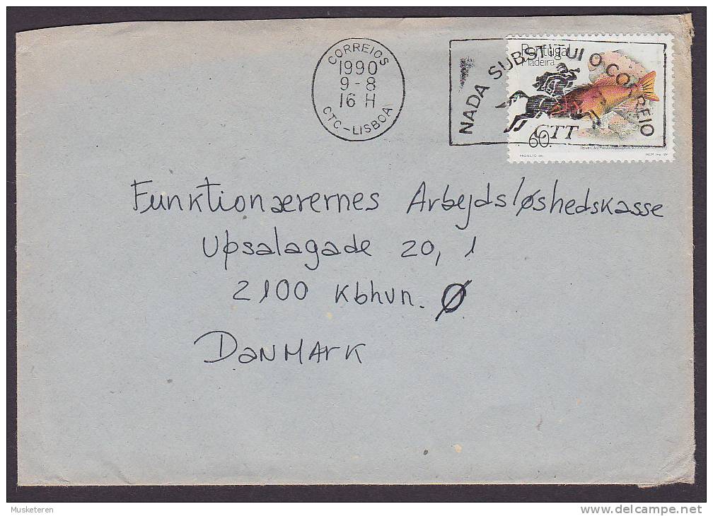 Portugal Deluxe CTC - LISBOA 1990 Cover To Denmark Dinamarca Fisch Fish - Cartas & Documentos