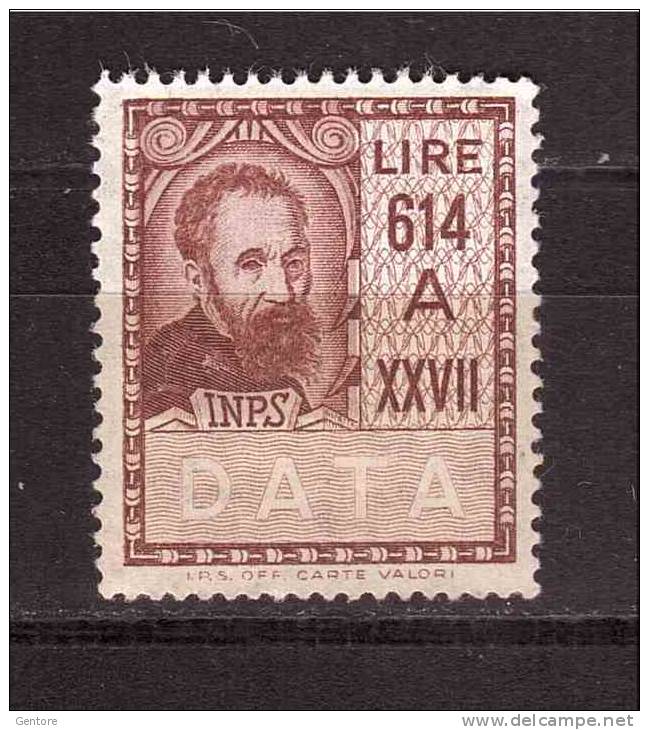 REVENUE STAMP INPS Lire 614  Absolutely Perfect MNH ** - Fiscali