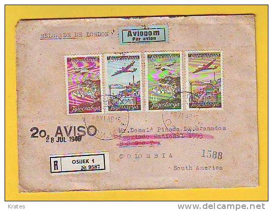 Old Letter - Yugoslavia To Colombia - Cartas & Documentos