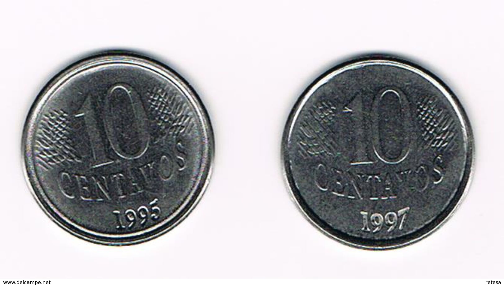 ) BRAZILIE  2 X 10 CENTAVOS  1995/97 - Brésil