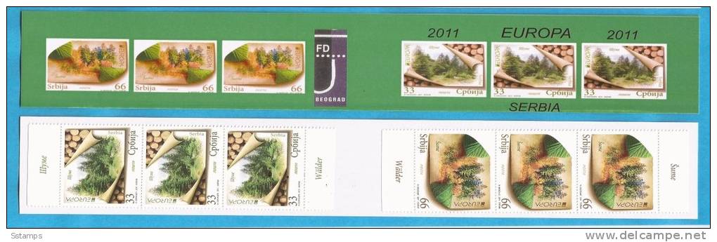 2011  EUROPA CEPT SERBIA  SRBIJA BOOKLET TYP A 3 SETS MNH - 2011