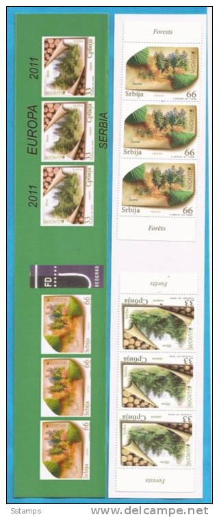 2011  EUROPA CEPT SERBIA  SRBIJA BOOKLET TYP B  3 SETS MNH - 2011