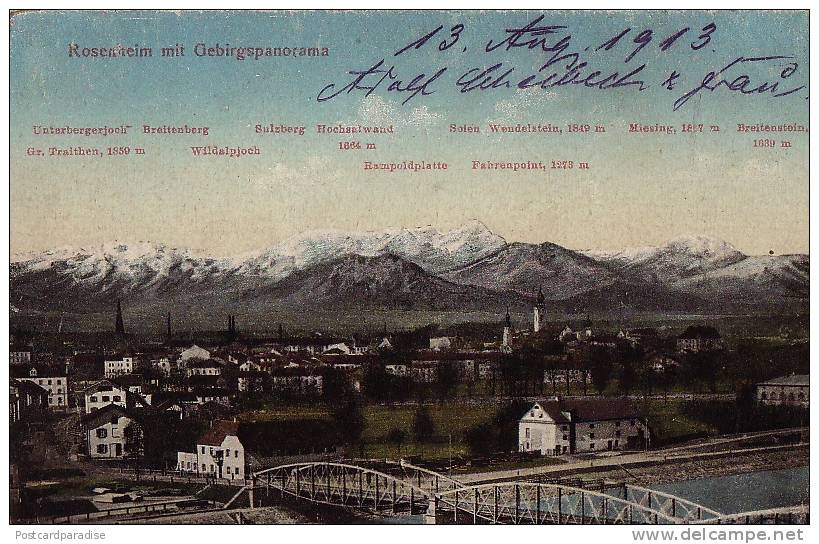 Rosenheim Mit Gebirgspanorama 1913 - Rosenheim