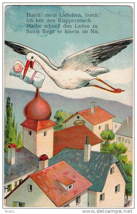 P GREETINGS FOR BIRTH LMM Nr. 564 OLD POSTCARD - Naissance