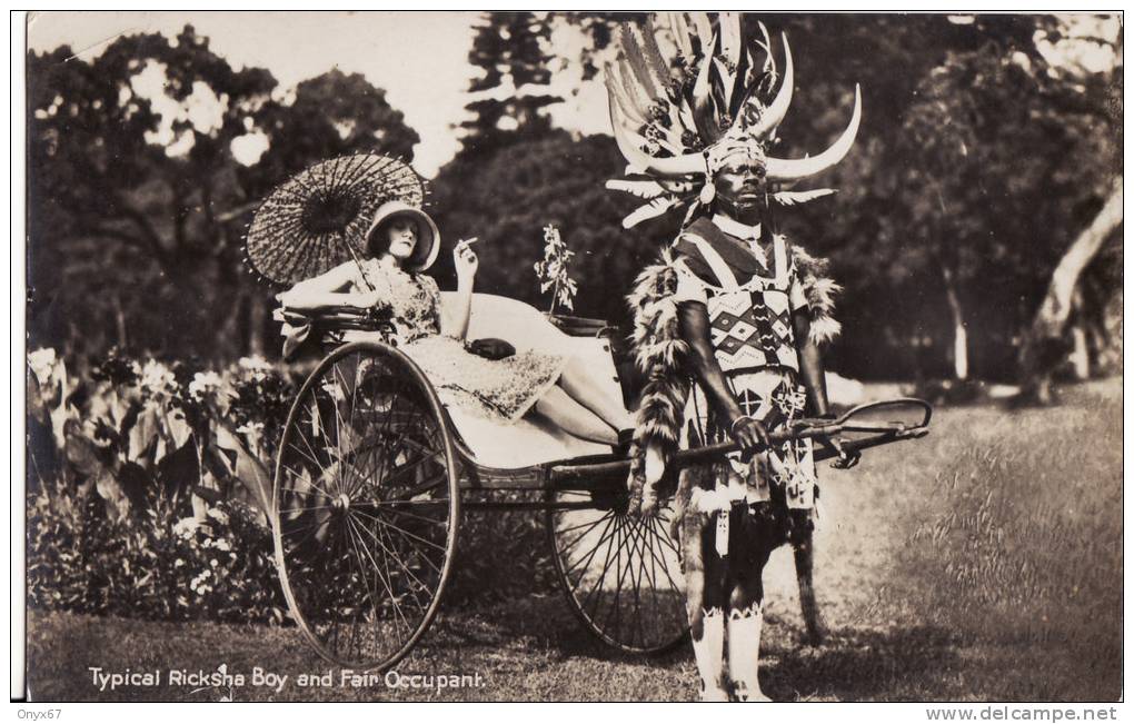 Typical Ricksha Boy And Fair Occupant - DURBAN - Ethnique - Cachet Bateau Croiseur ( 2 Scans) - Zuid-Afrika