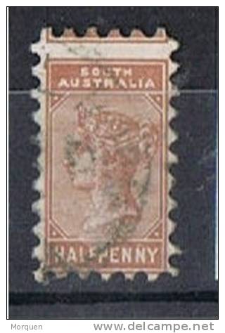 Sello 1/2 Penny Castaño AUSTRALIA Del SUR 1882. Dto. 10.  Yvert Num 39 º - Oblitérés