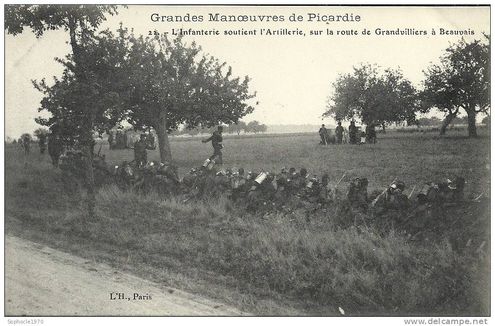 PICARDIE - 60 - OISE -  Manoeuvres 1910- GRANDVILLIERS - BEAUVAIS - Infanteire Soutient Artillerie - Grandvilliers