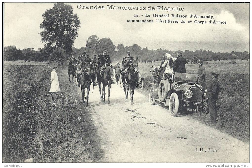 PICARDIE - 60 - OISE -  Manoeuvres 1910- GRANDVILLIERS - THIEULLOY - Général Buisson D'Armandry Gros Plan Voiture - Grandvilliers