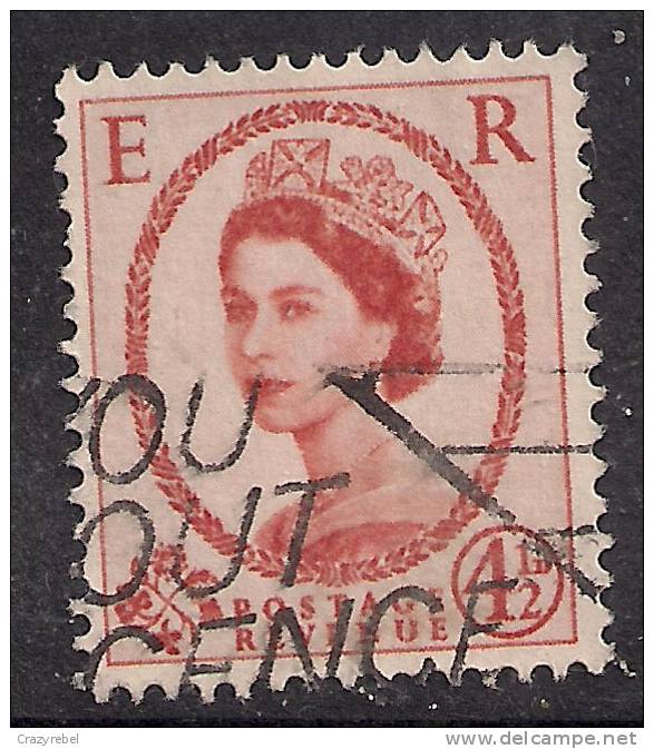 GB 1959 QE2 4 1/2d CHESTNUT WILDING USED STAMP SG 577. ( D393 ) - Used Stamps