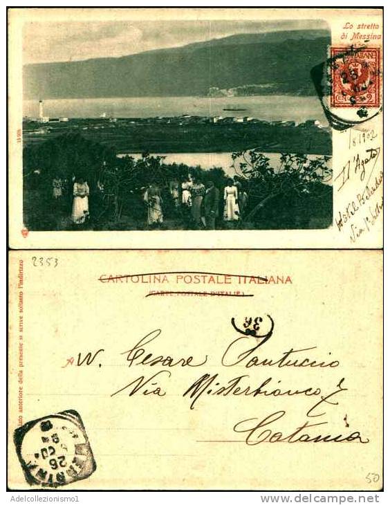 2353)  Messina Cartolina Viaggiata Nel 1902 - Lo Stretto Di Messina - Bari