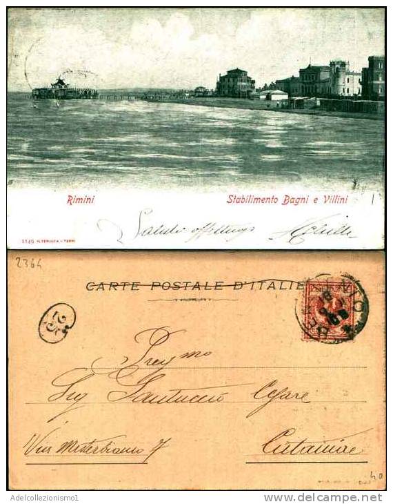 2384)  Rimini Cartolina Viaggiata Nel 1902 - Stabilimento Bagni E Villini - Rimini