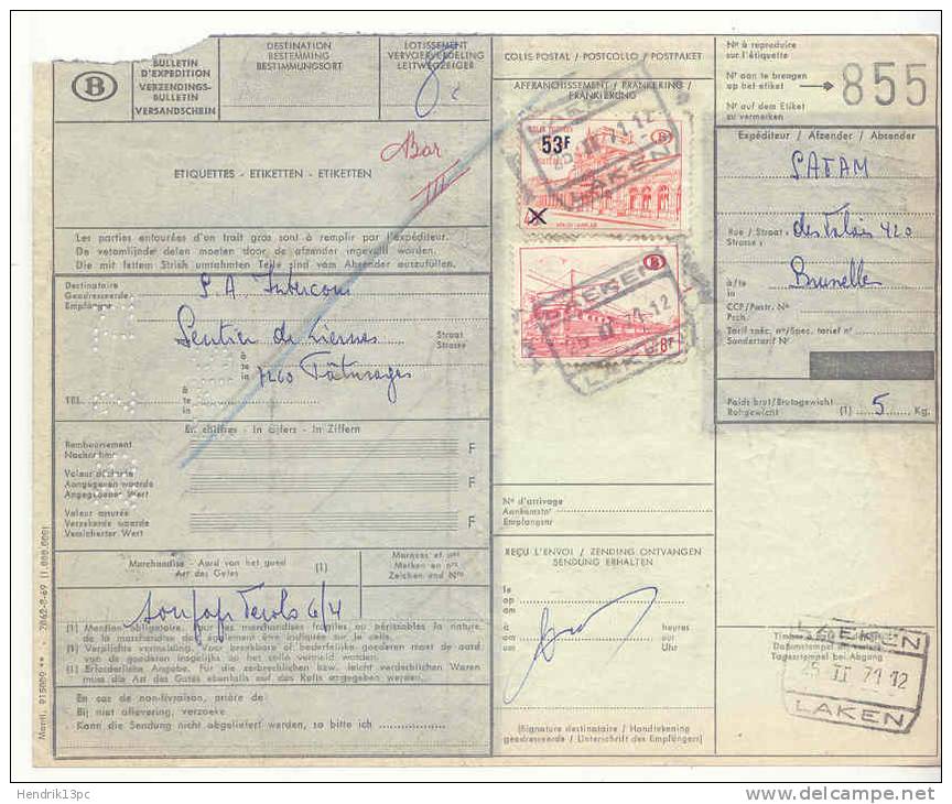 D611 -België  Spoorweg Chemin De Fer   Document  Met Stempel  LAEKEN / LAKEN - Autres & Non Classés