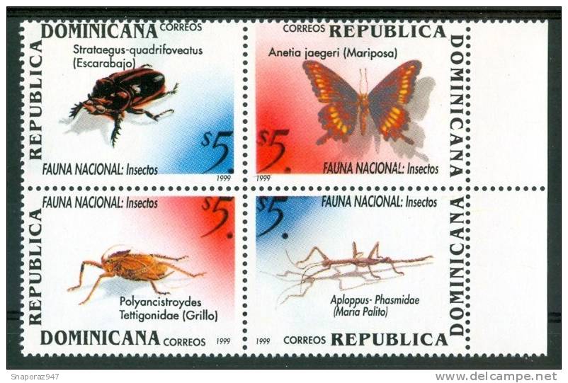 1999 Rep.Dominicana Insetti Insects Insectes Set MNH** Fo165 - Repubblica Domenicana