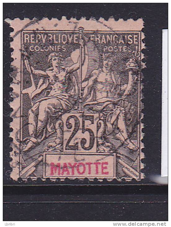 MAYOTTE N°8 25C NOIR S ROSE TYPE ALLÉGORIQUE OBL - Autres & Non Classés