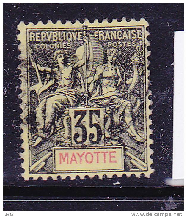 MAYOTTE N°18 35C NOIR S JAUNE TYPE ALLÉGORIQUE OBL - Altri & Non Classificati