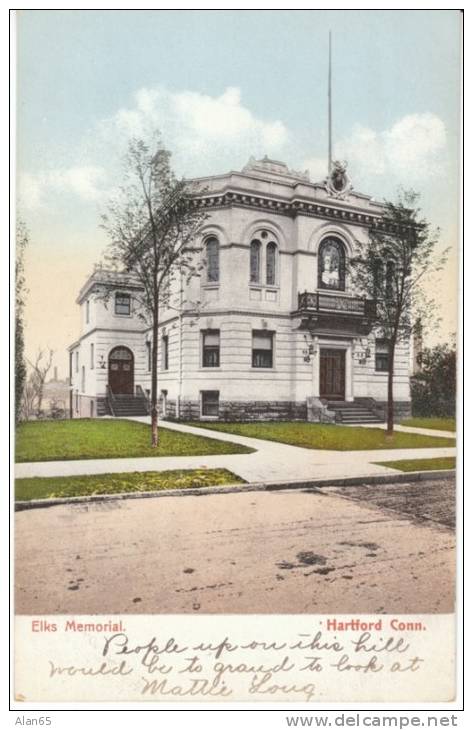 Hartford CT Connecticut, Elks Memorial Building, Organizations, C1900s/10s Vintage Postcard - Hartford