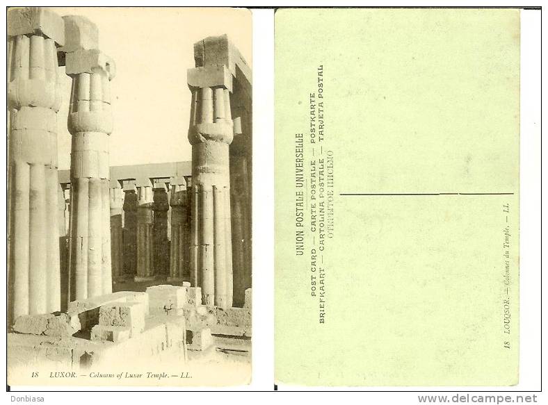 Luxor / Louqsor: Columns Of Temple; Colonnes Du Temple. Carte Postale Premiere ´900 - Luxor