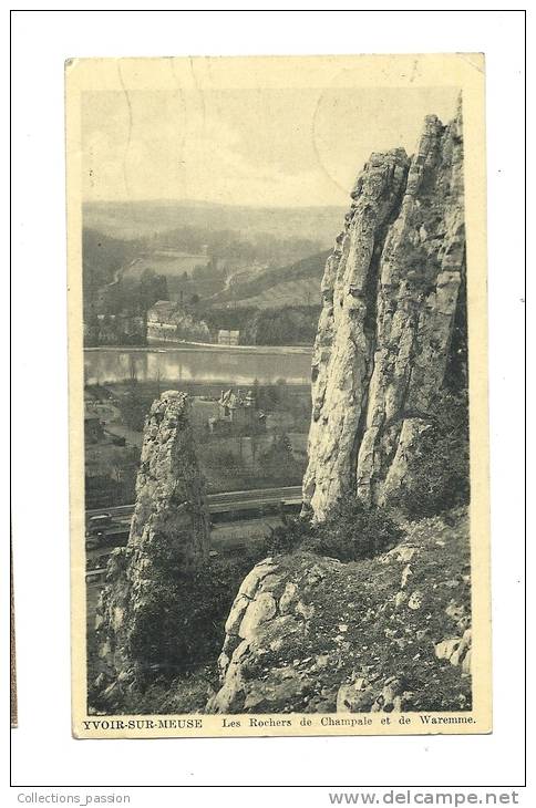 Cp, Belgique, Yvoir-sur-Meuse, Les Rochers De Champale Et De Waremme,  Voyagée - Yvoir