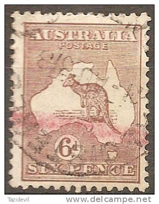 AUSTRALIA - Used 1929  6d  Kangaroo. Watermark 203  (small Mult).  Scott 96 - Oblitérés