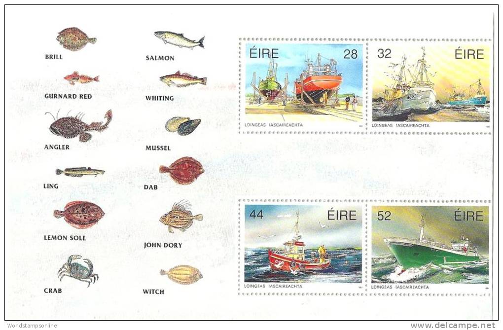 Ireland, Year 1991, Sheet Of 4 Stamps (774D Included), Irish Fishing Fleet, MNH** - Neufs