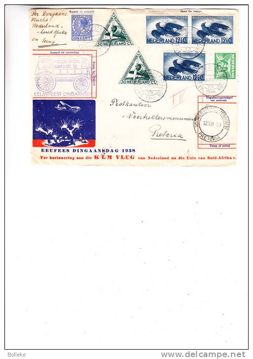 Pays Bas - Afrique Du Sud - Lettre De 1938 ° - Expédié Vers L'Afrique Du Sud Et Retour Vers Les Pays Bas - Covers & Documents