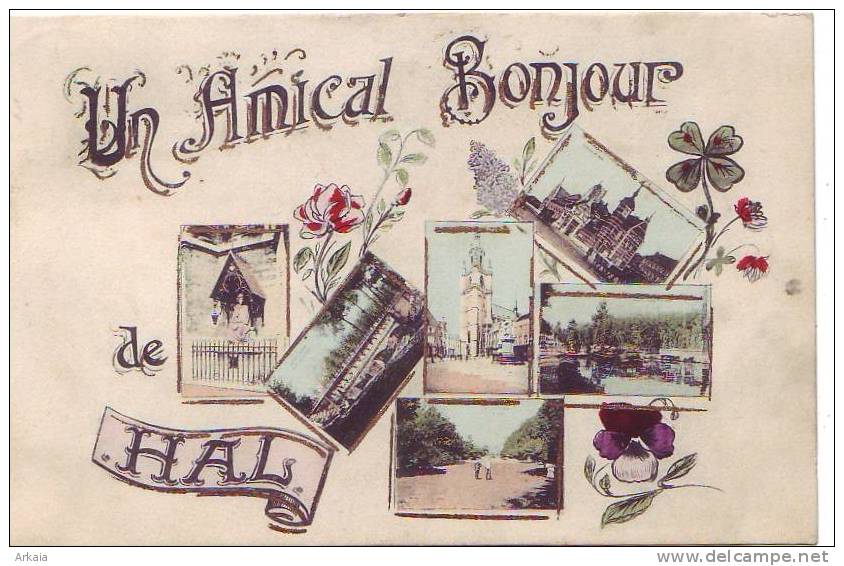 HAL = Un Amical Bonjour De.... - Carte 6 Vues Couleur  (Marcovici) 1908 - Halle