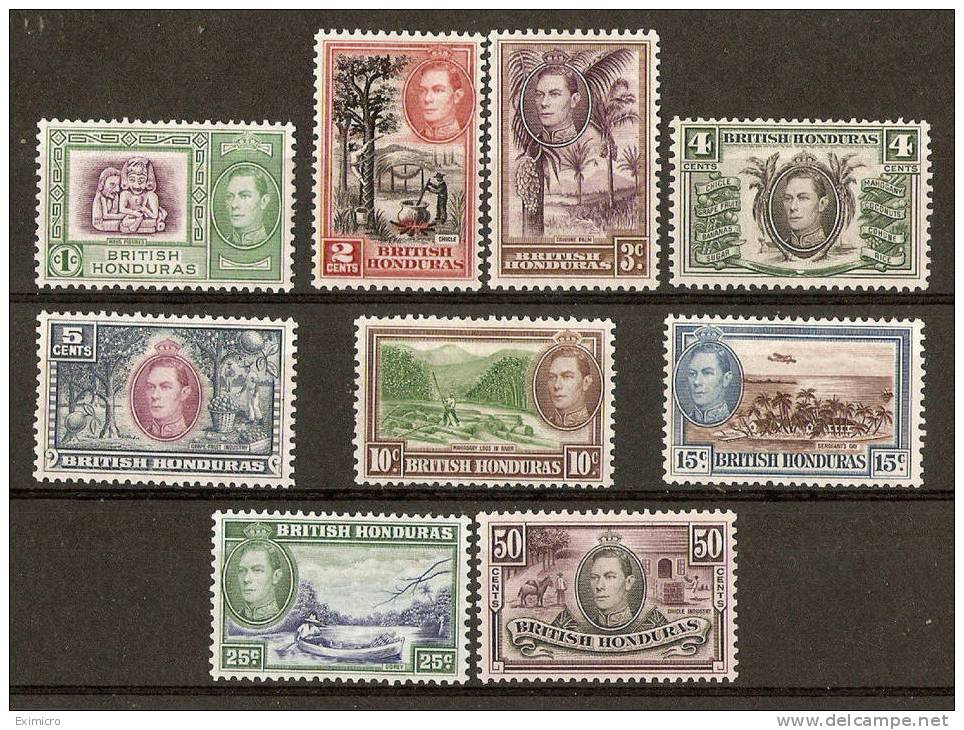 BRITISH HONDURAS 1938 SET TO 50c SG 150/158 LIGHTLY MOUNTED MINT Cat £74+ - Honduras Británica (...-1970)