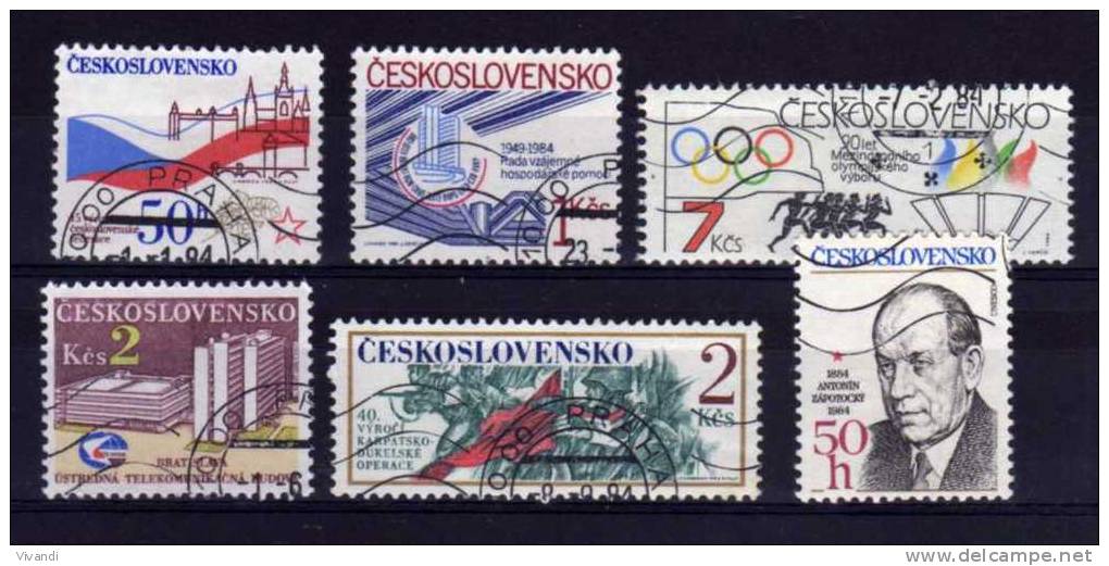 Czechoslovakia - 1984 - 6 Single Stamp Issues - Used/CTO - Oblitérés