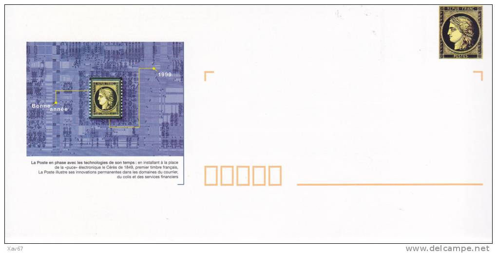 PAP De Service Hors Commerce Céres VOEUX 1999 De La Poste Avec La Carte De Voeux - Prêts-à-poster:Stamped On Demand & Semi-official Overprinting (1995-...)