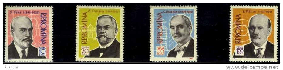 1961 Romanian Scientists,Romania, Mi.1958-1961,MNH - Unused Stamps