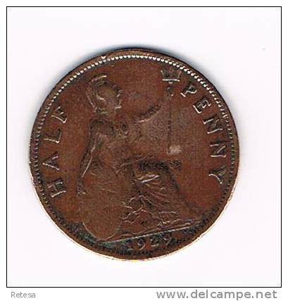 GREAT BRITAIN  1/2 PENNY  1929 - C. 1/2 Penny