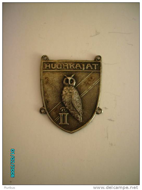FINLAND  SCOUTING  BOY  SCOUT    BADGE  IN SILVER ,  OWL  ,  HUUHKAJAT - Scouting