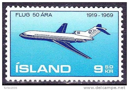 Republik 1969 50 Jahre Luftverkehr : Boeing 727 9.50 Kr. Mi. 432 Falzlos - Unused Stamps