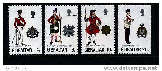 GIBRALTAR - 1975  MILITARY UNIFORMS  SET  MINT NH - Gibraltar