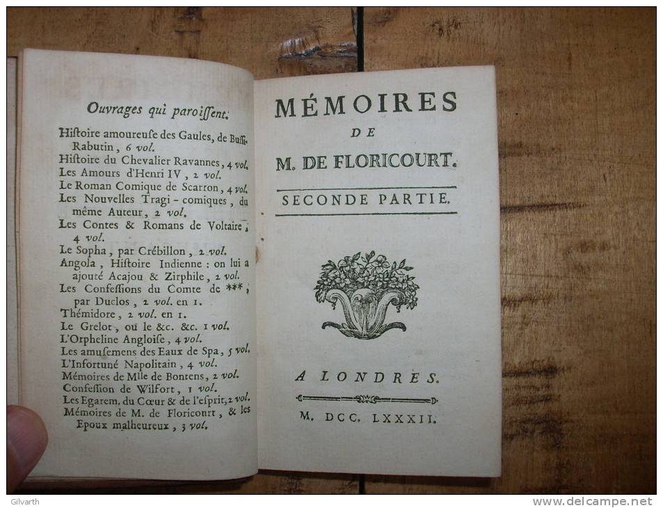 mémoires de M. de Floricourt - 2 volumes 1782