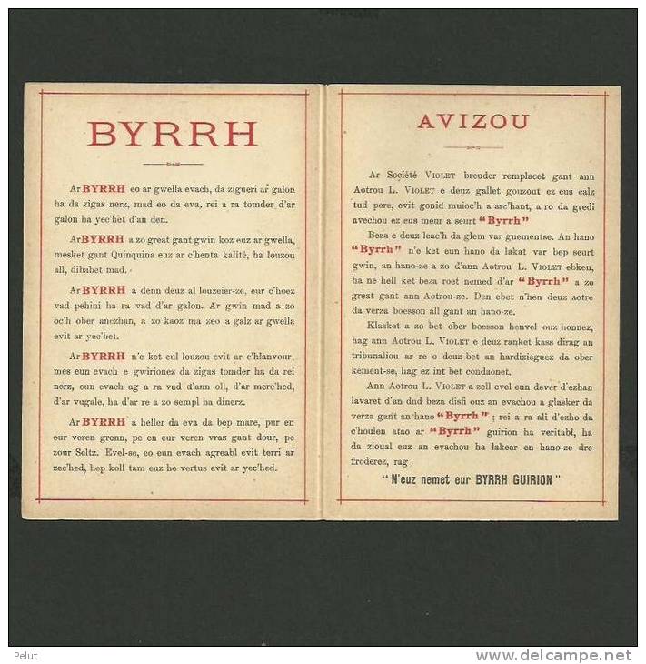 Ancien Dépliant Publicitaire BYRRH Avec Texte En Breton - Alcolici