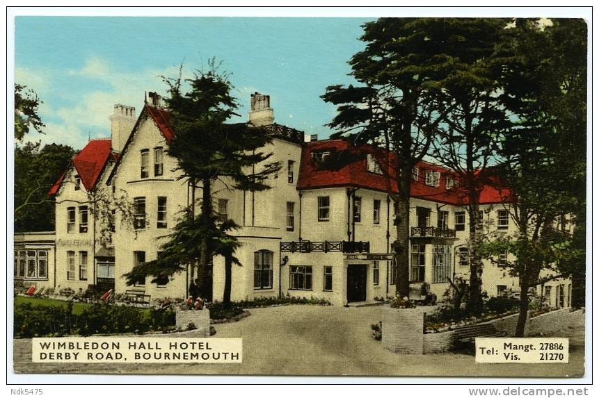 BOURNEMOUTH : WIMBLEDON HALL HOTEL, DERBY ROAD - Bournemouth (bis 1972)