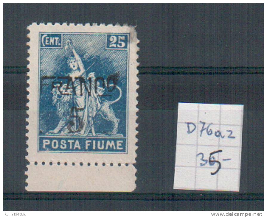 FIUME 1919 POSTA FIUME 25 C. DECALCO ** MNH - Fiume