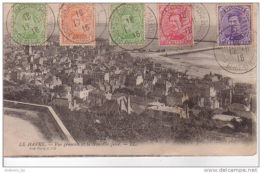 COB 135 137 138 139 Sur Carte Du Havre, Oblitération Sainte Adresse - Ufficio Di Transito