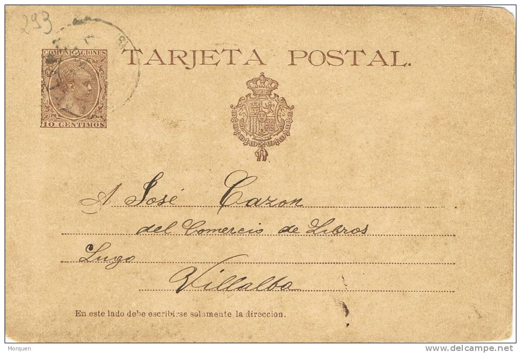 Entero Postal Barcelona 1890 A Villalba (Lugo), Edifil Num 27 º - 1850-1931