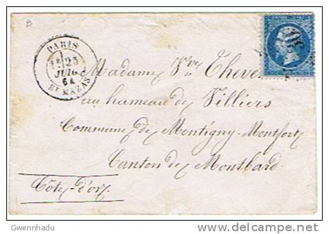 Etoile 30/ Lettre Pour Montbard.                                                                                  Lot46 - 1849-1876: Période Classique