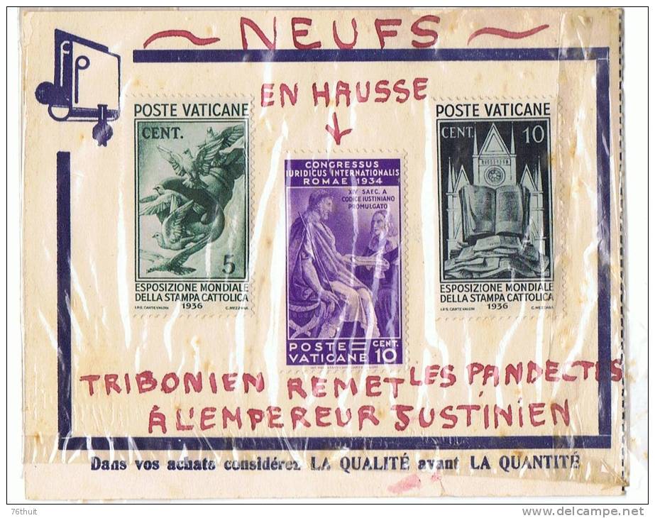 1934 -  Poste VATICANE - VATICAN - 3 Timbres Neufs Avec Charnière - - Nuevos