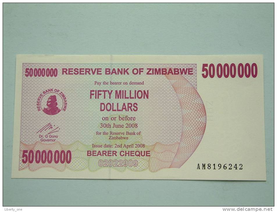 2008 / 50.000.000 Dollars UNC ( For Grade, Please See Photo ) ! - Simbabwe