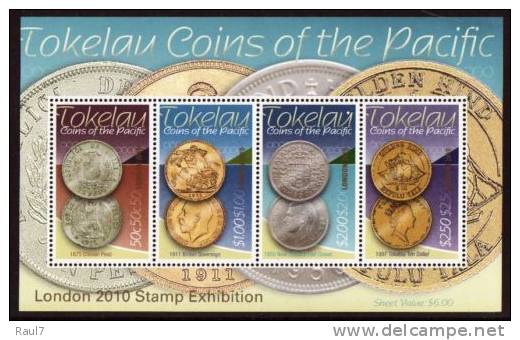 TOKELAU 2010 - Monnaies De Tokelau Surchargés LONDON 2010 - BF Neuf *** MNH Sheet Coins // Rares - Tokelau